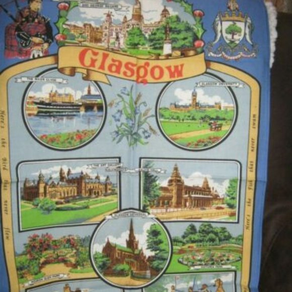 Glasgow Cotton Tea Towel By Causeway - Picture 1 of 1